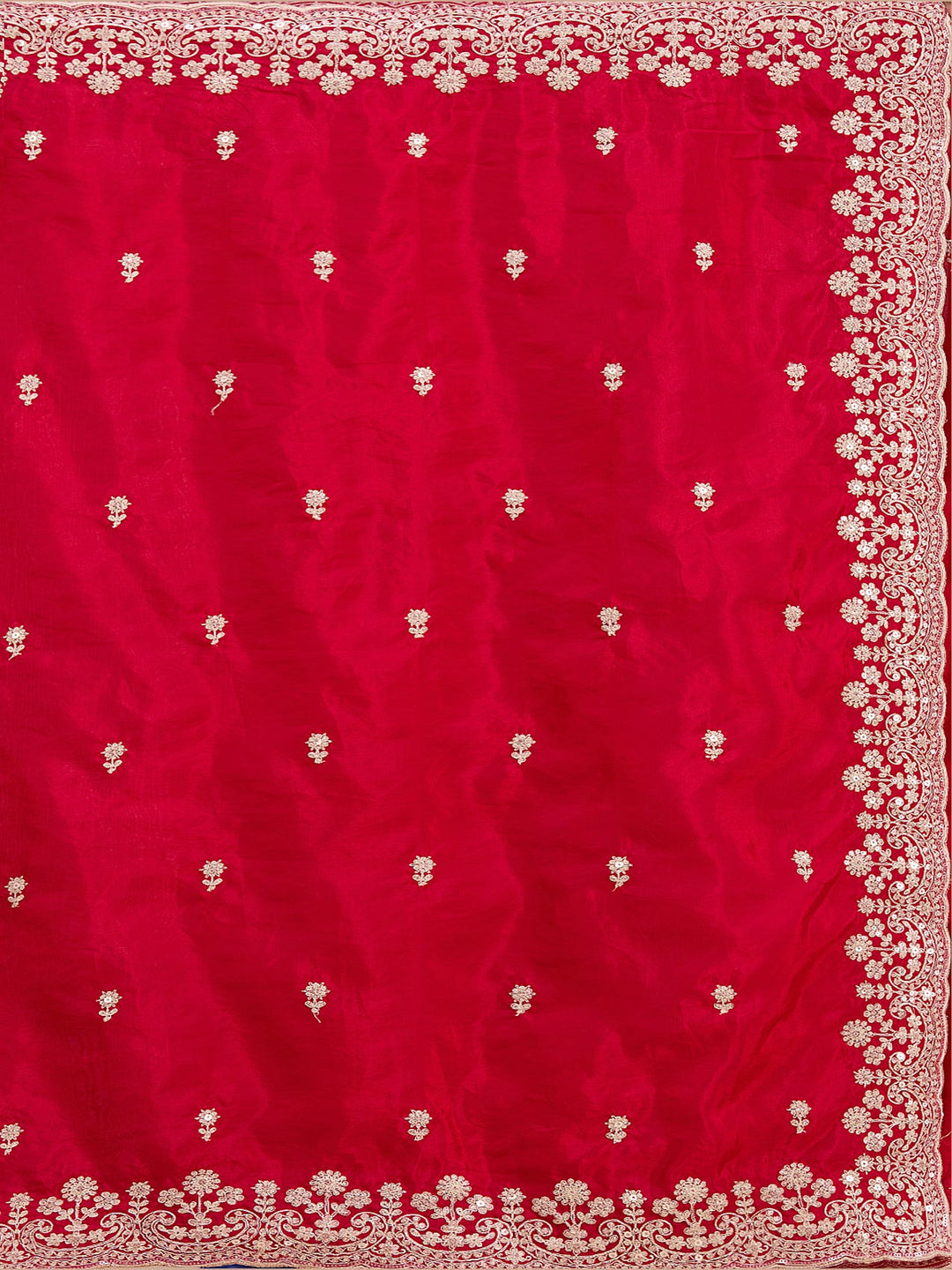 Red Cording Tissue Saree_koskii