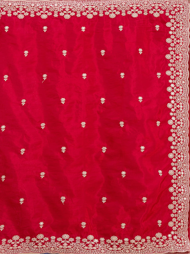 Red Cording Tissue Saree_koskii