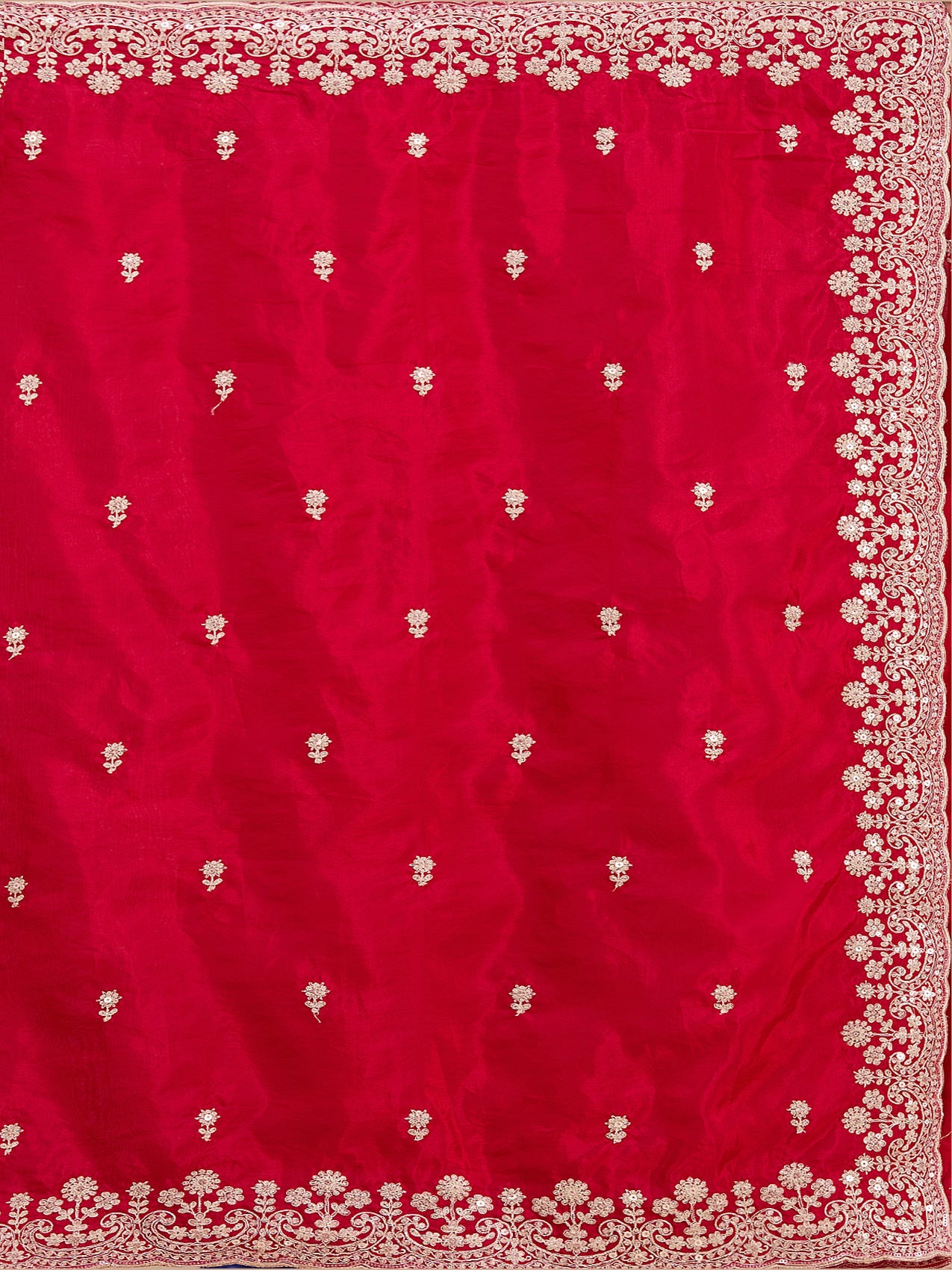 Red Cording Tissue Saree-koskii