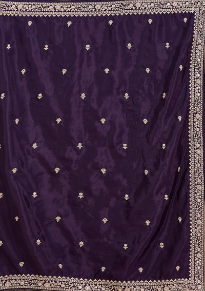 Purple Cording Satin Saree-koskii