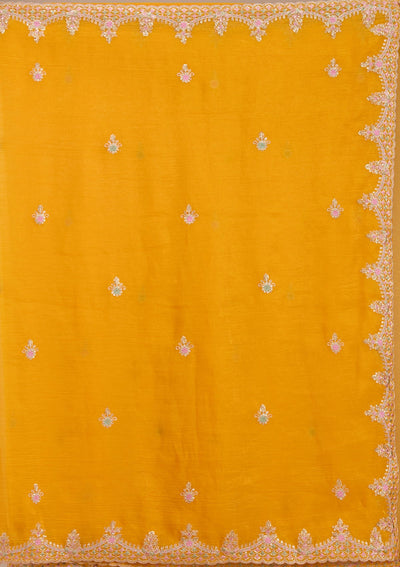Mustard Cording Tissue Saree-koskii