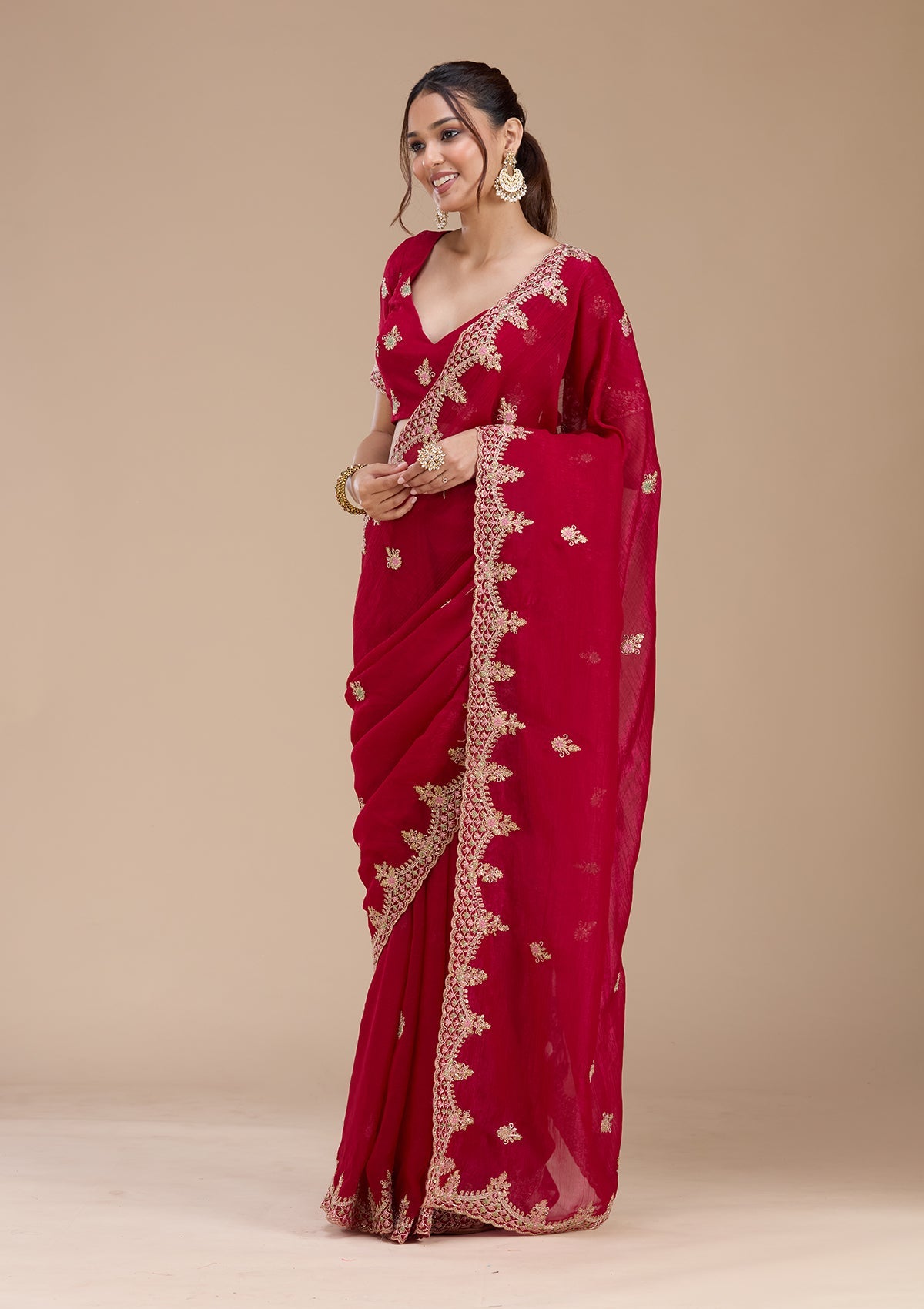 Rani Pink Cording Tissue Saree-koskii