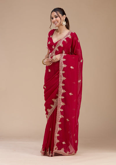 Rani Pink Cording Tissue Saree-koskii