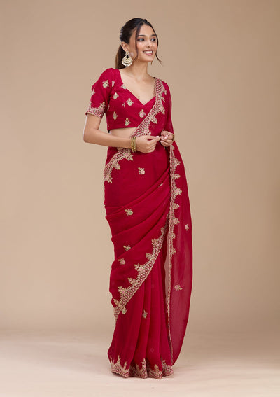 Rani Pink Cording Tissue Saree-koskii