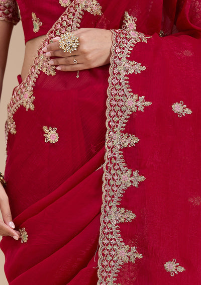 Rani Pink Cording Tissue Saree-koskii