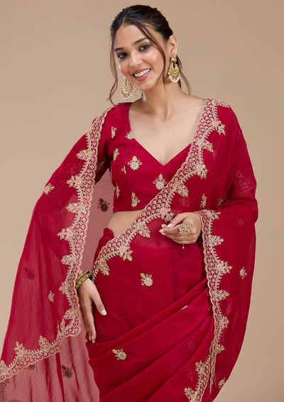 Rani Pink Cording Tissue Saree-koskii