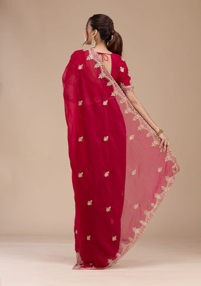 Rani Pink Cording Tissue Saree-koskii