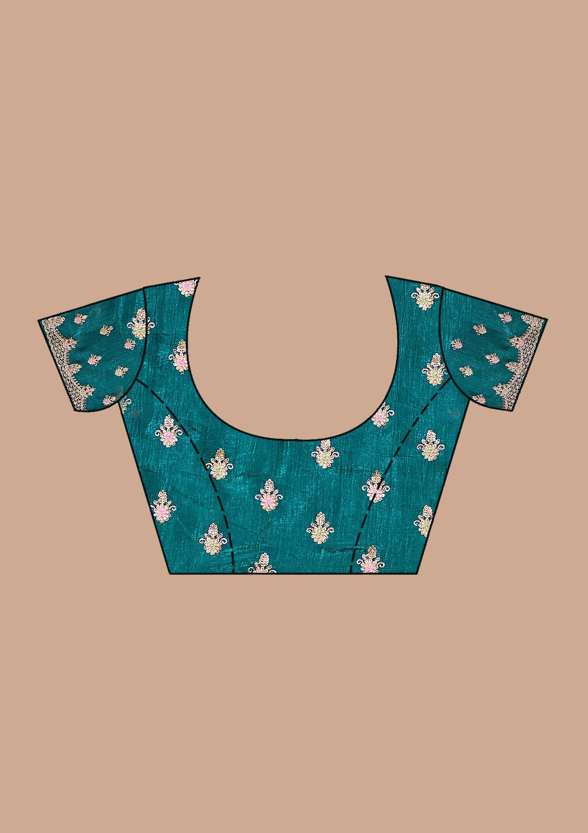 Teal Green Cording Tissue Saree-koskii