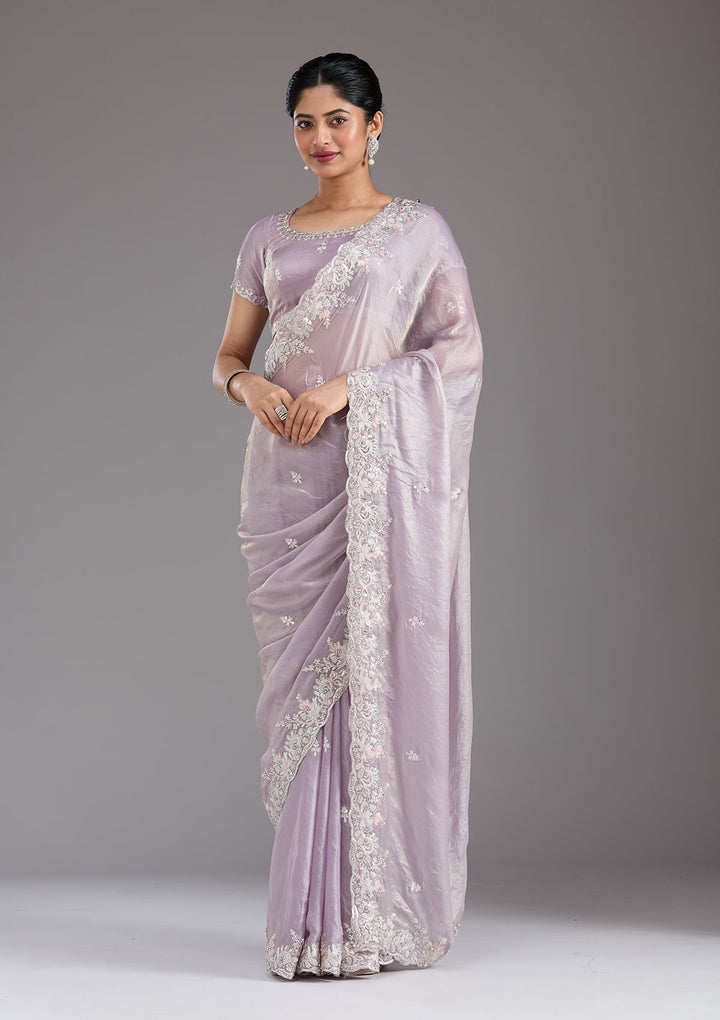 Lavender Gotapatti Satin Saree_koskii