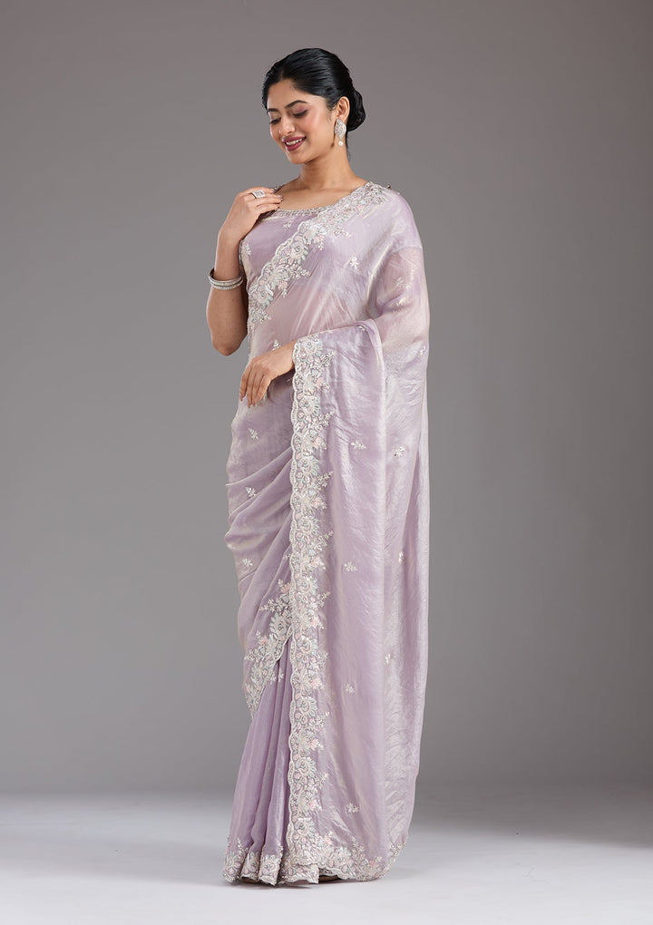 Lavender Gotapatti Satin Saree_koskii