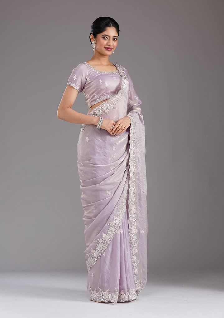 Lavender Gotapatti Satin Saree_koskii