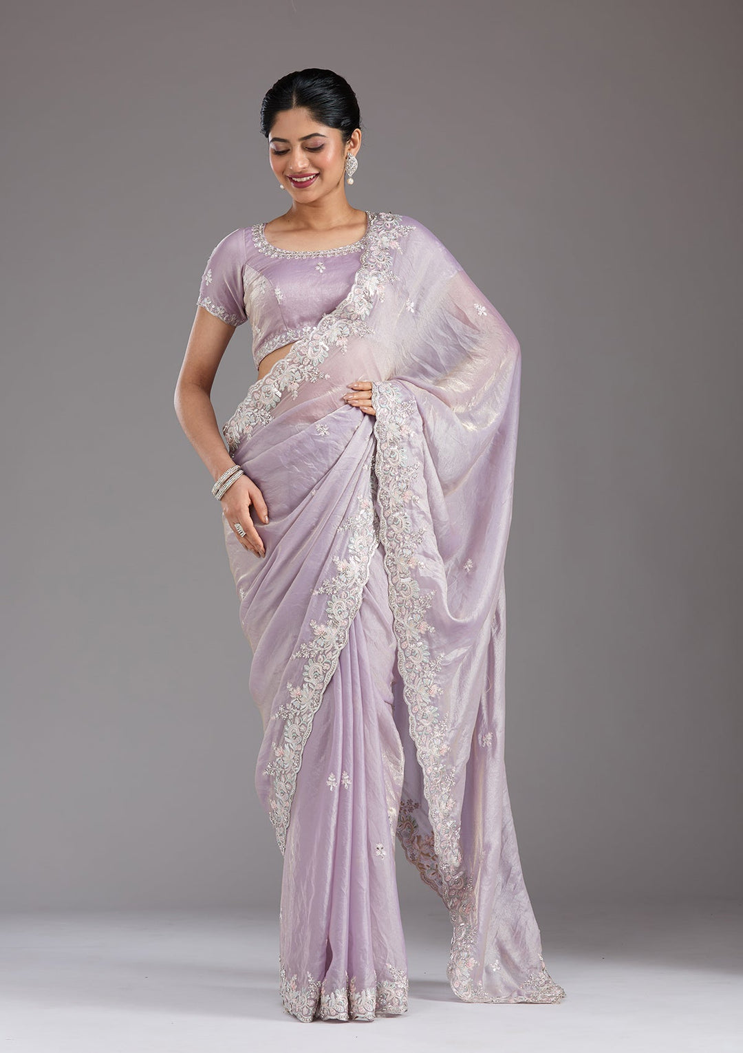 Lavender Gotapatti Satin Saree_koskii