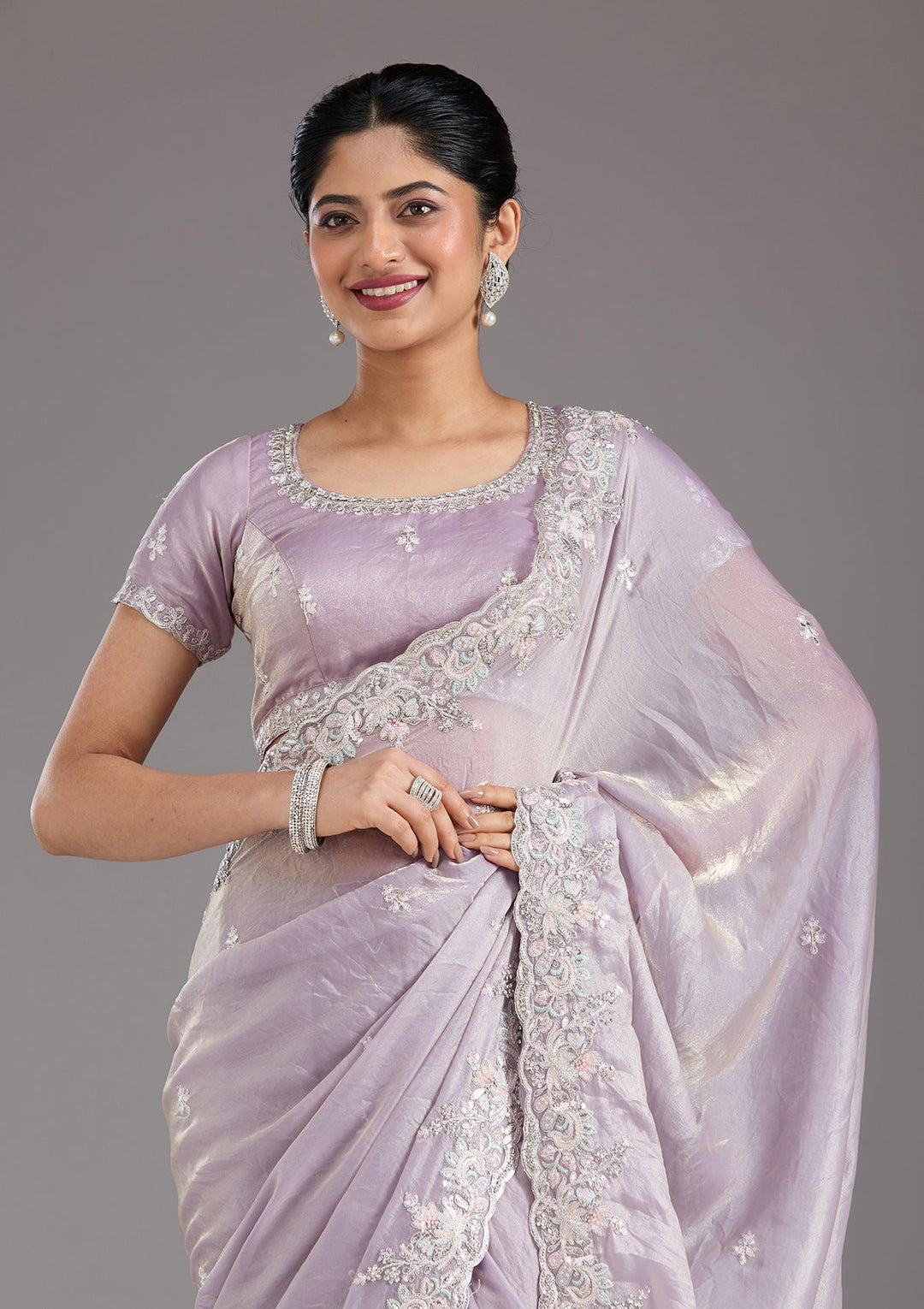 Lavender Gotapatti Satin Saree_koskii