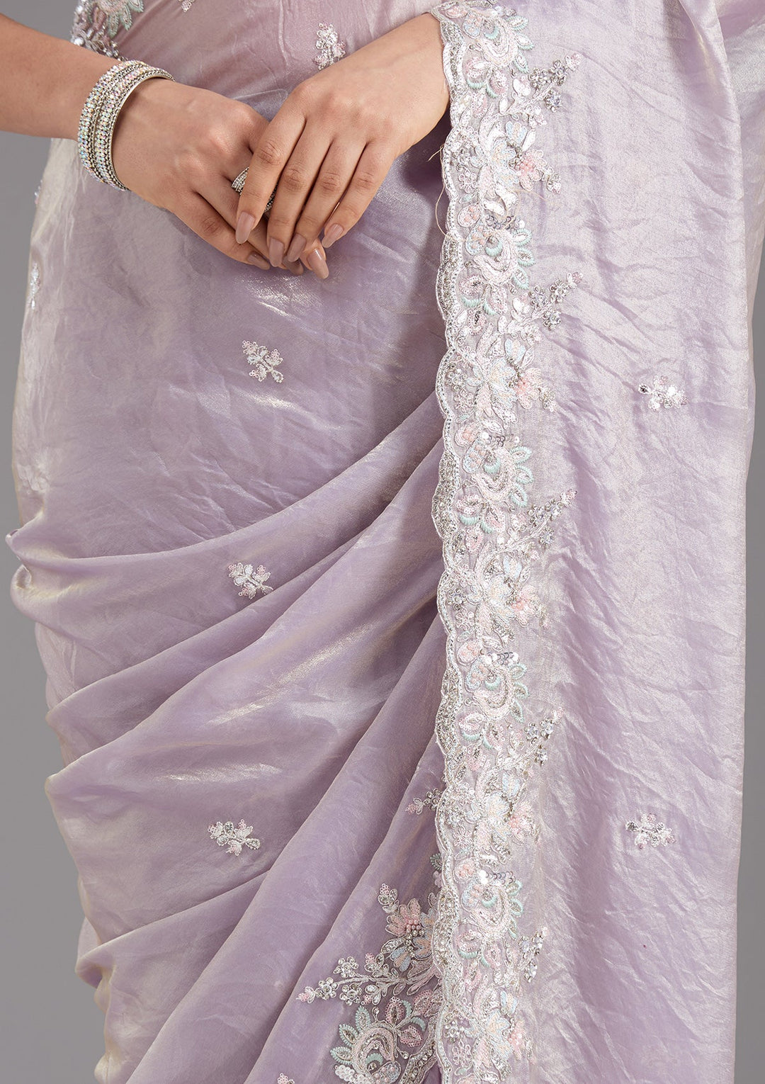 Lavender Gotapatti Satin Saree_koskii