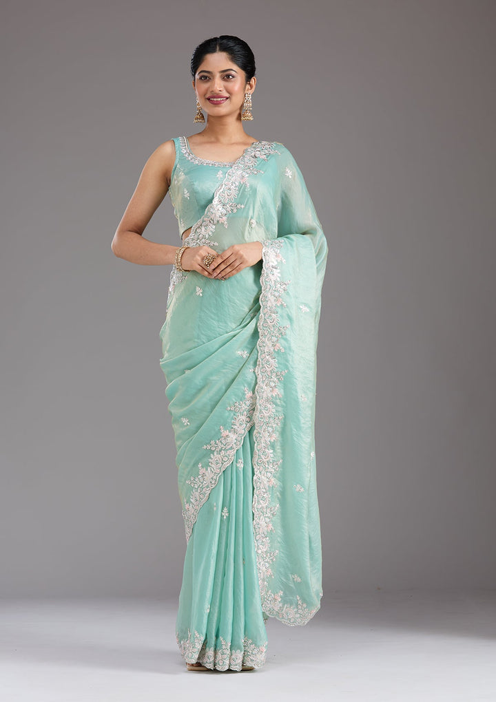Pista Green Gotapatti Satin Saree_koskii