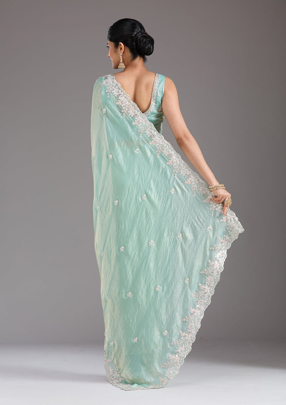 Pista Green Gotapatti Satin Saree_koskii