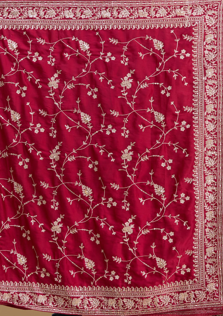 Maroon Aariwork Satin Saree