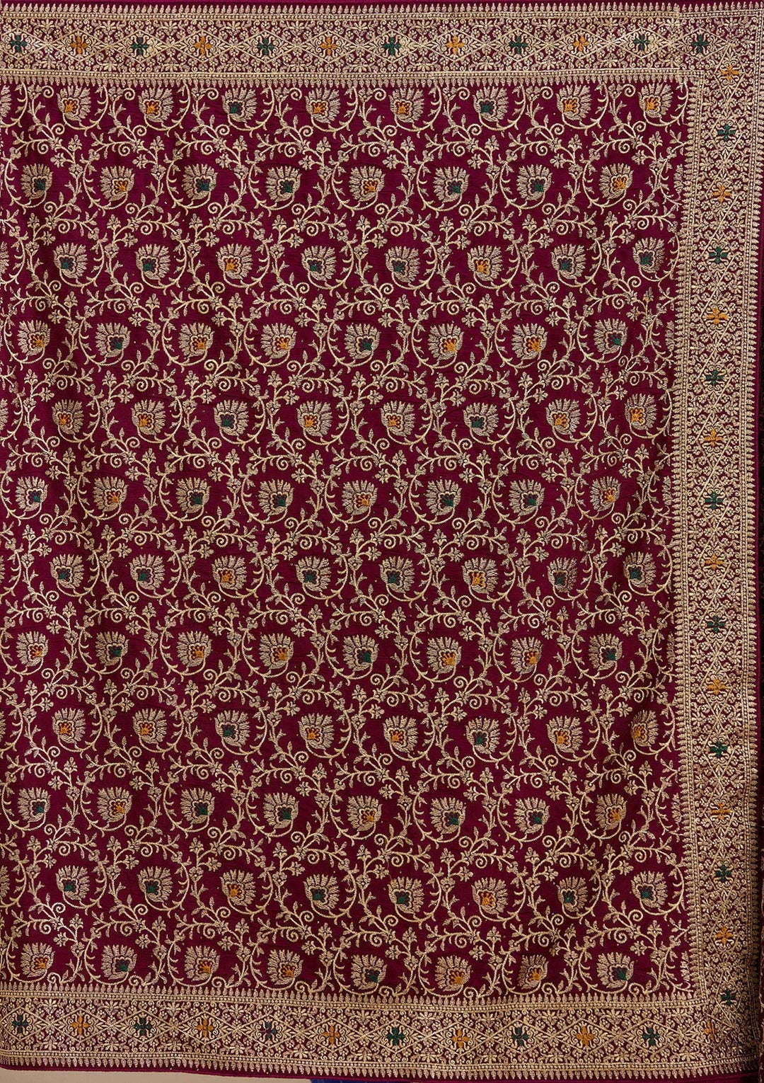 Wine Zariwork (Gold) Soft Raw Silk Saree_koskii