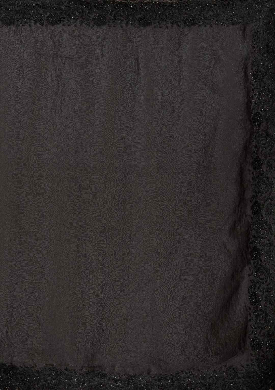 Black Threadwork Tissue Saree-Koskii