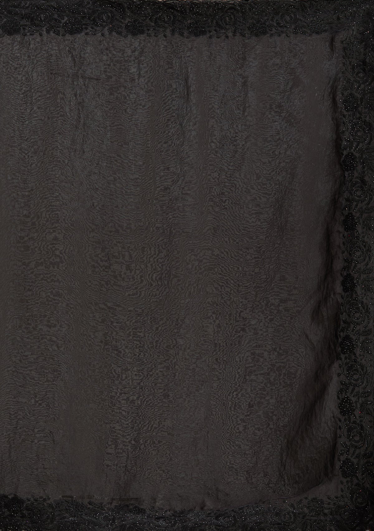 Black Threadwork Tissue Saree-Koskii