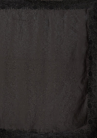 Black Threadwork Tissue Saree-Koskii