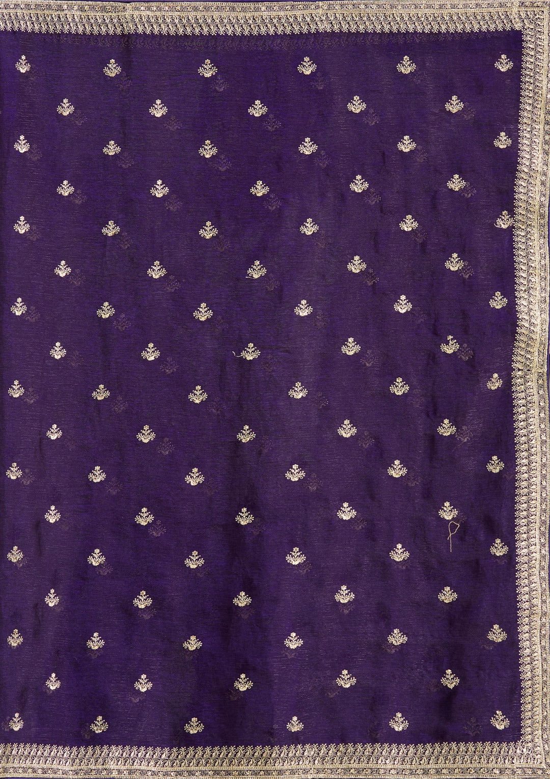 Purple Zariwork (Gold) Tissue Saree-Koskii