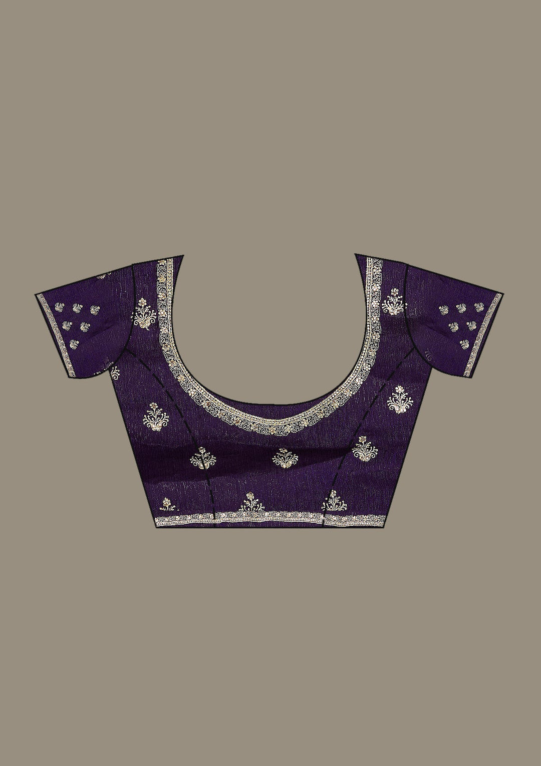 Purple Zariwork (Gold) Tissue Saree-Koskii