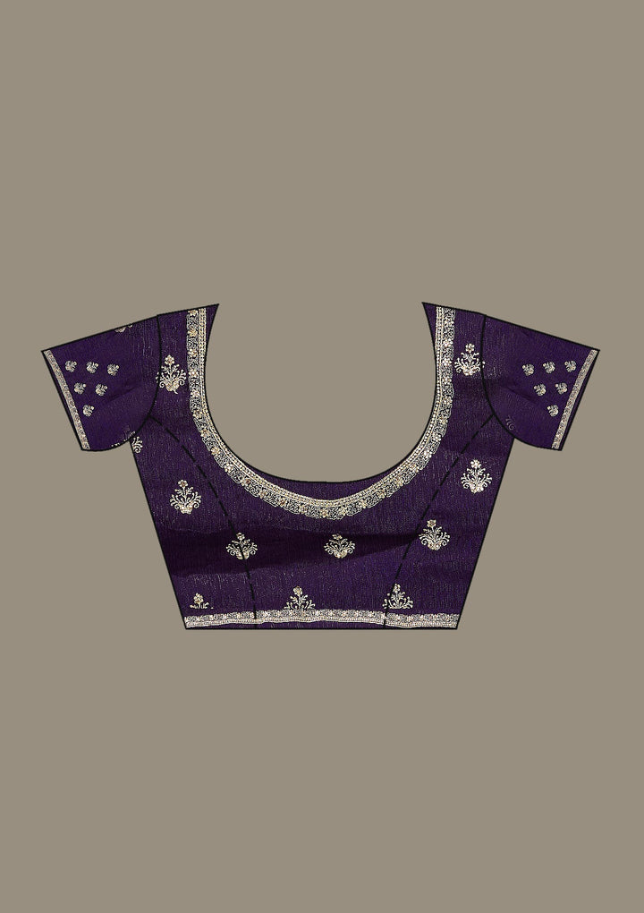 Purple Zariwork (Gold) Tissue Saree-Koskii