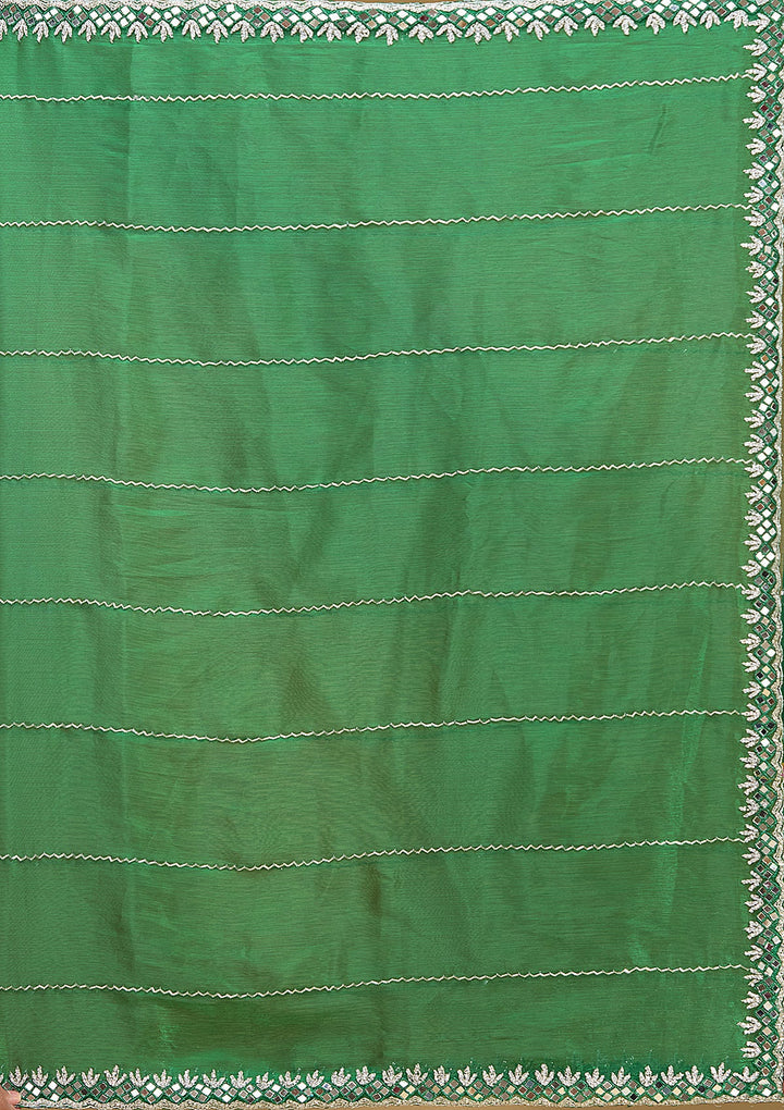Bottle Green Cutdana Tissue Saree