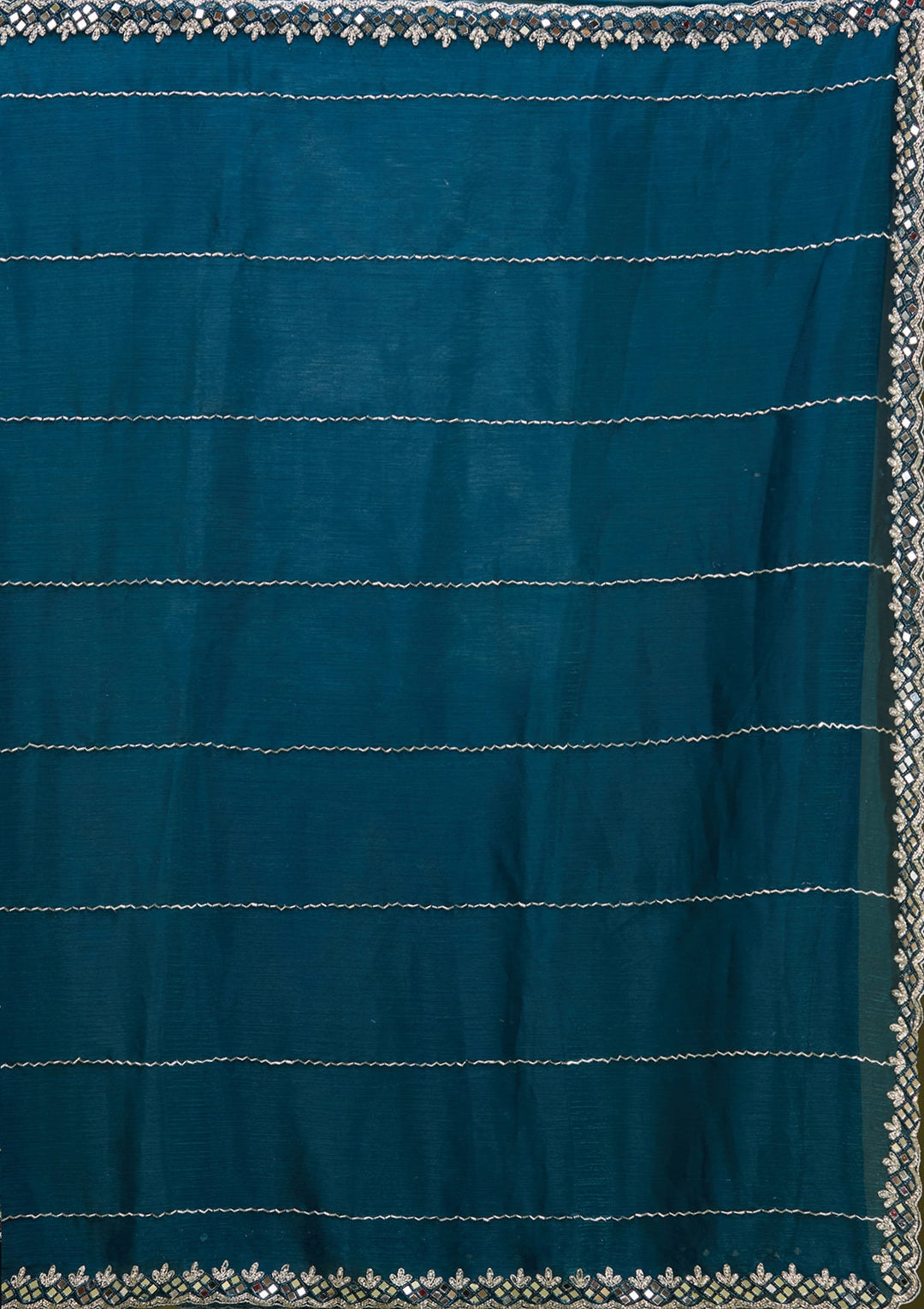 Peacock Blue Cutdana Tissue Saree