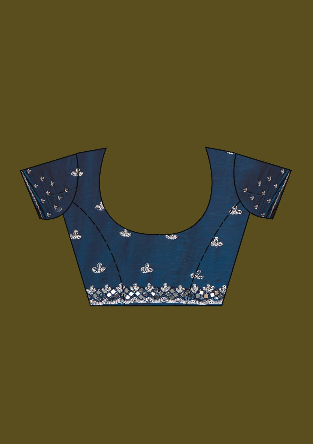 Peacock Blue Cutdana Tissue Saree