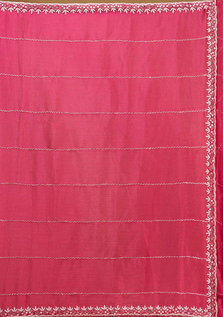 Rani Pink Cutdana Tissue Saree