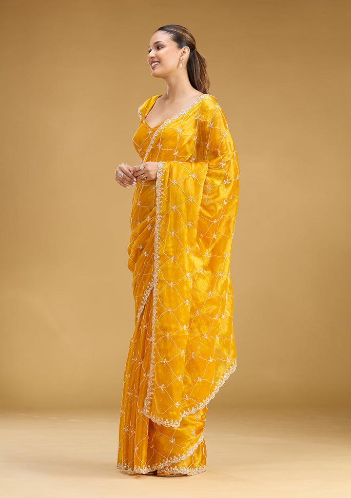 Yellow Cutdana Tissue Saree