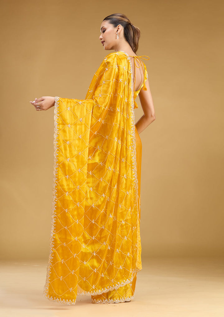 Yellow Cutdana Tissue Saree