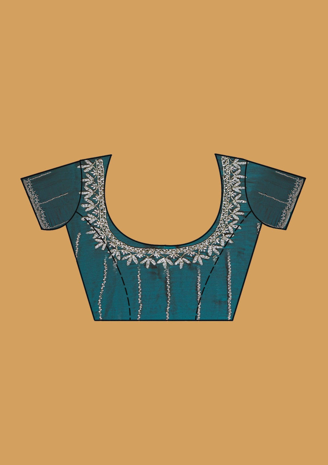 Teal Green Stonework (Silver) Tissue Saree