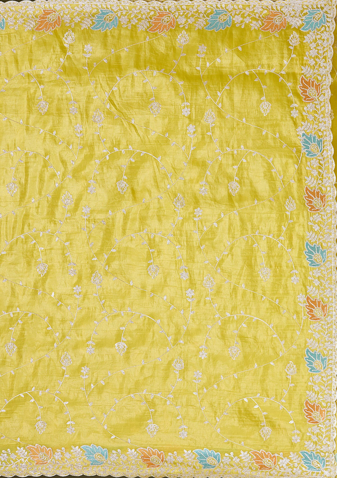 Mustard Gotapatti Organza Saree_koskii