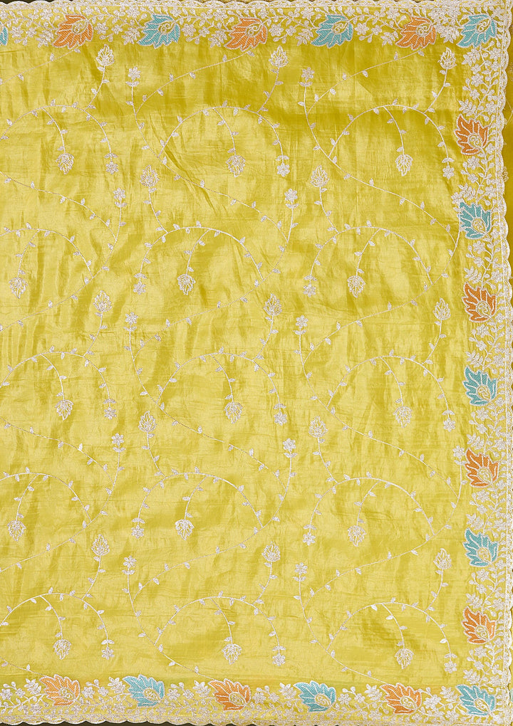 Mustard Gotapatti Organza Saree_koskii