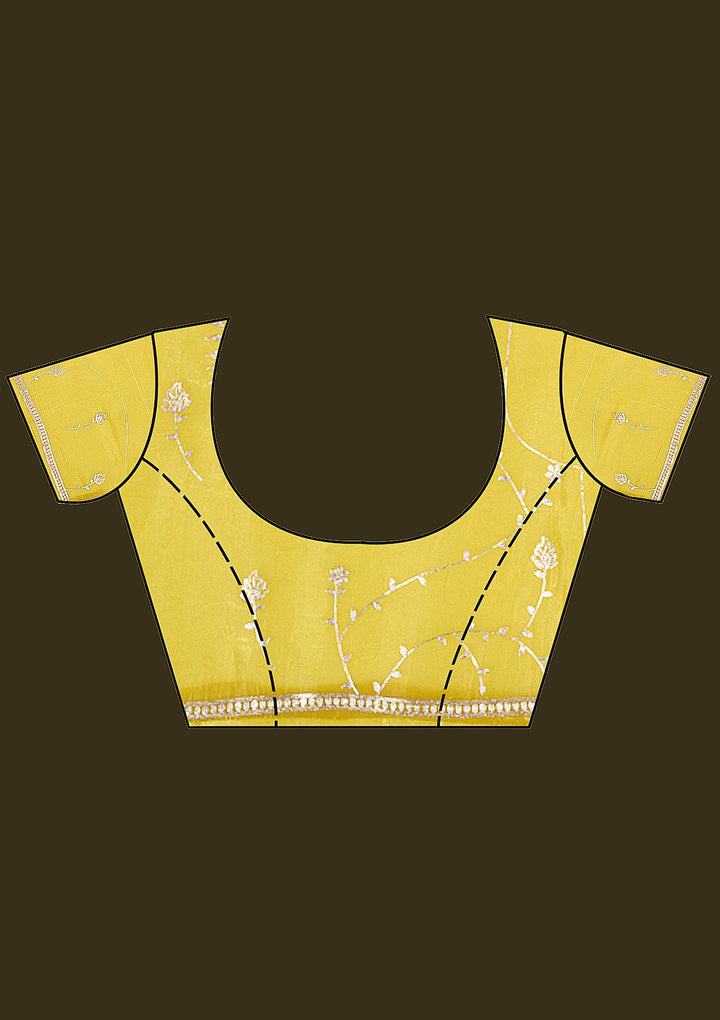 Mustard Gotapatti Organza Saree_koskii