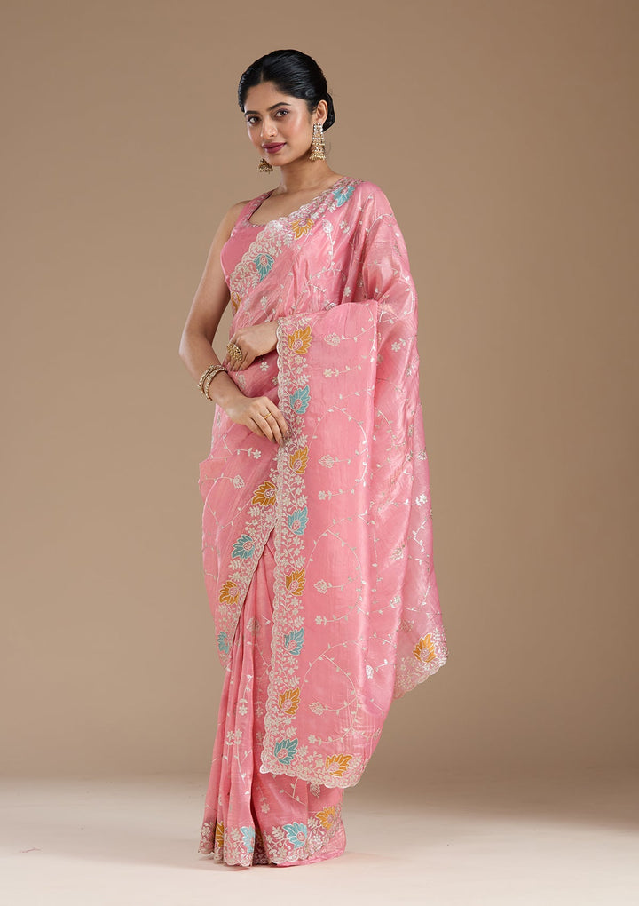 Onion Pink Gotapatti Organza Saree_koskii
