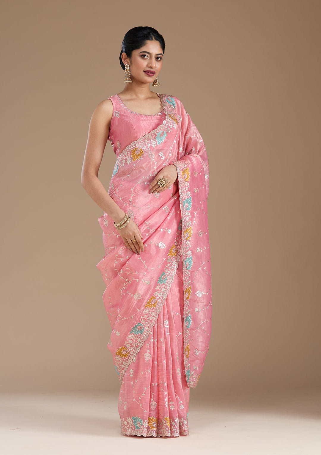 Onion Pink Gotapatti Organza Saree_koskii