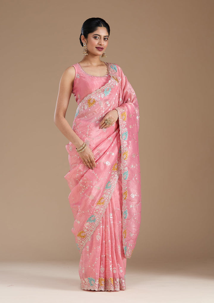 Onion Pink Gotapatti Organza Saree_koskii