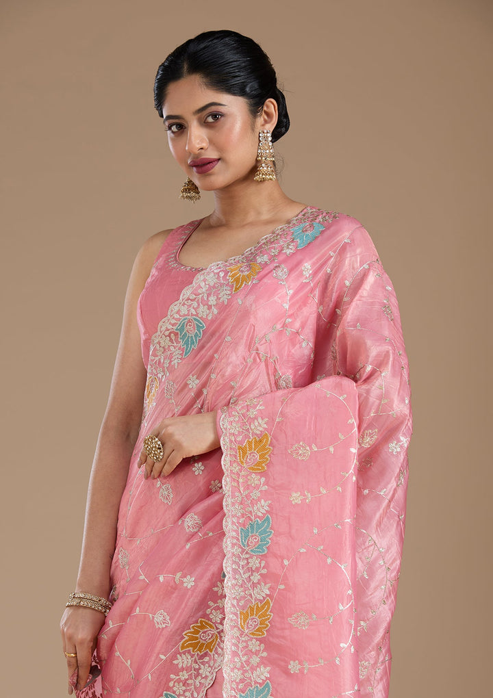 Onion Pink Gotapatti Organza Saree_koskii