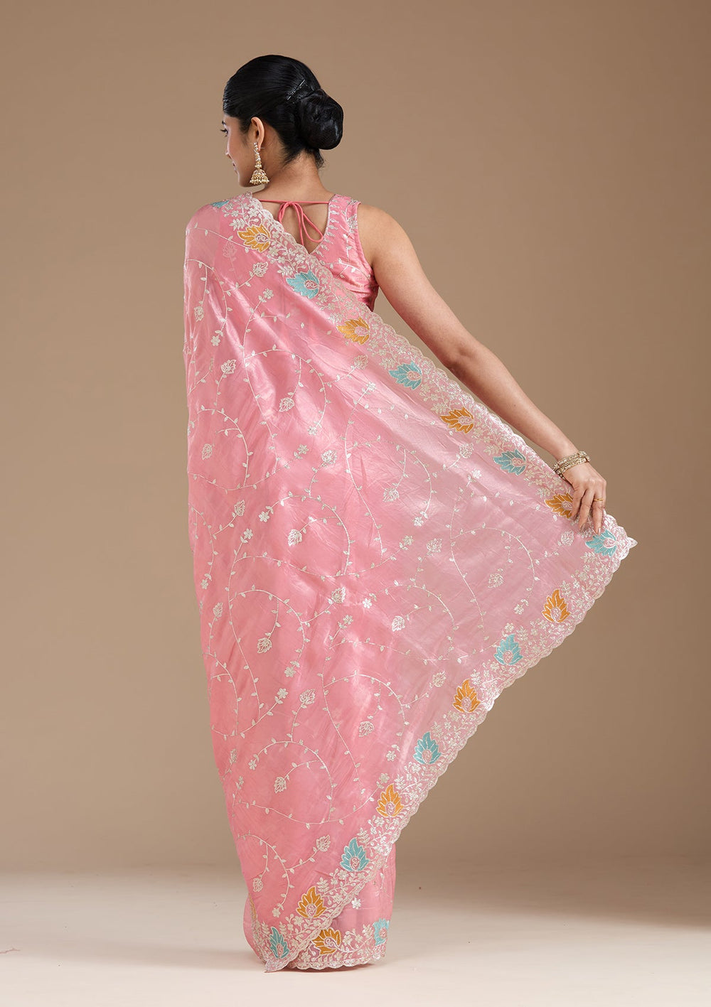 Onion Pink Gotapatti Organza Saree_koskii