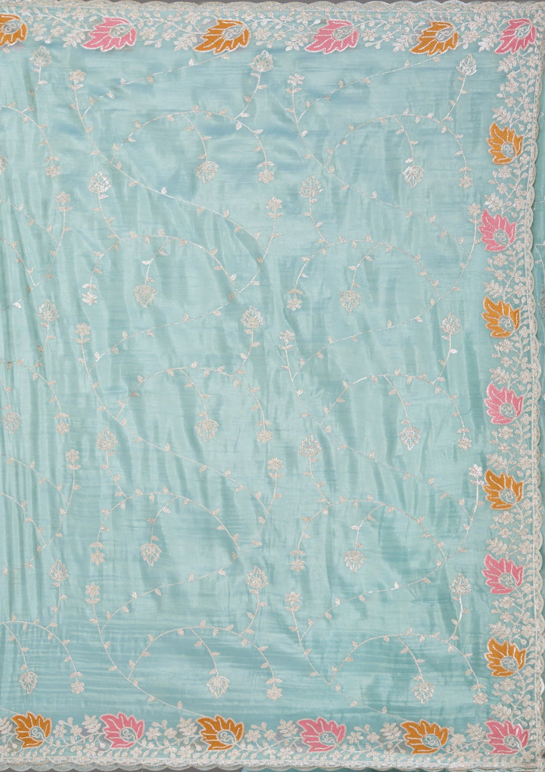 Sea Green Gotapatti Organza Saree_koskii