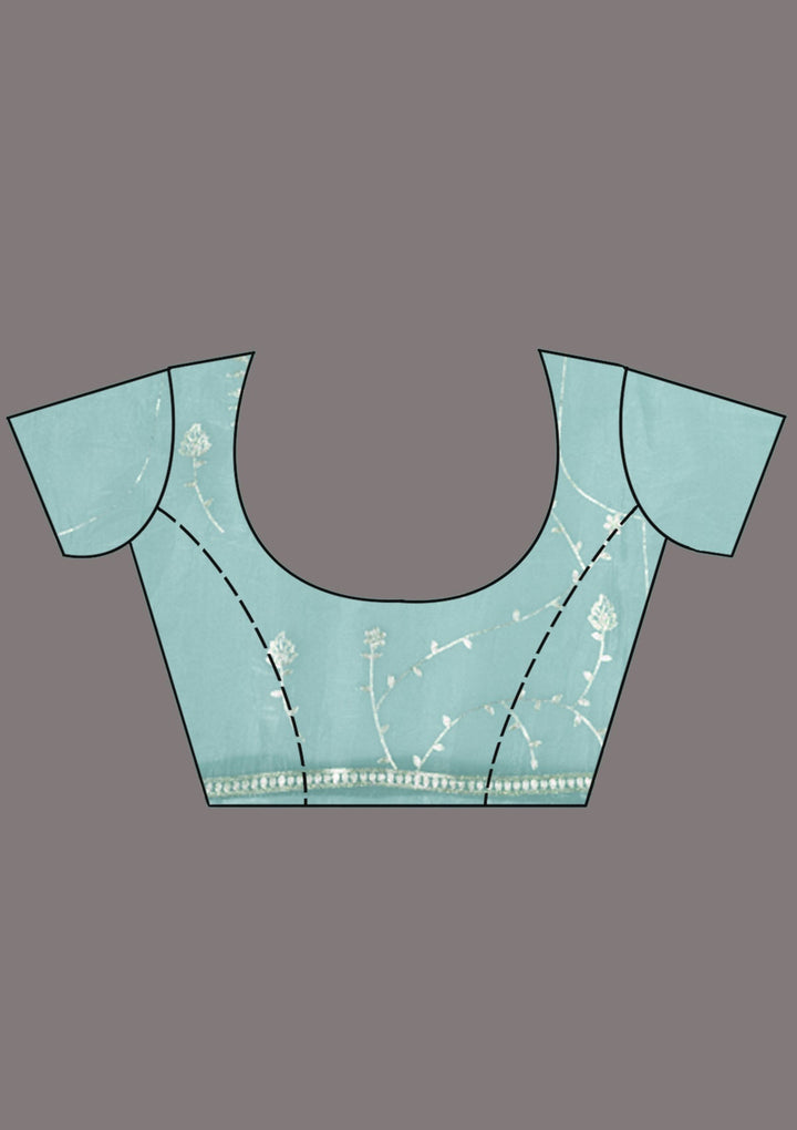 Sea Green Gotapatti Organza Saree_koskii