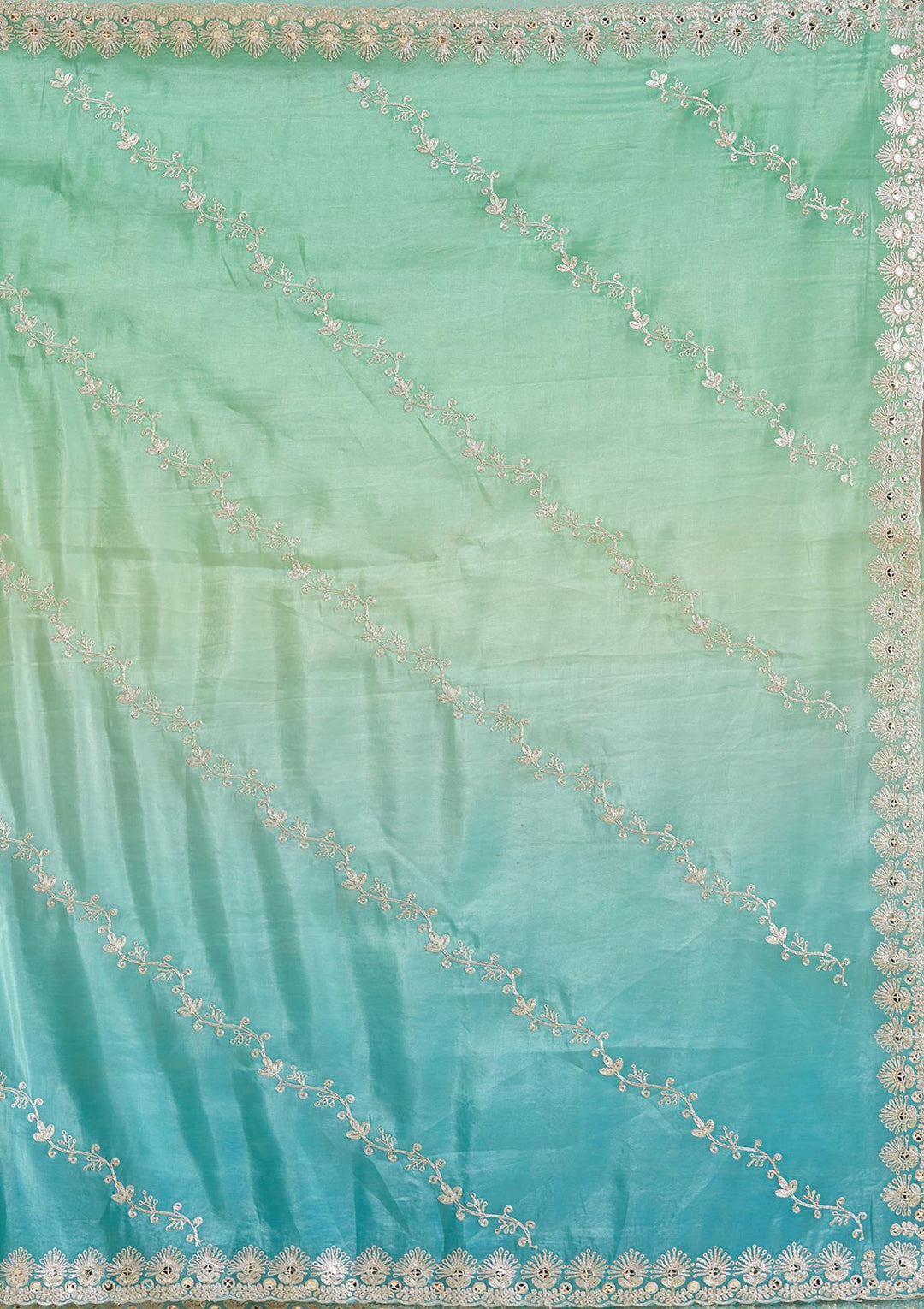 Blue Gotapatti Crepe Saree-Koskii