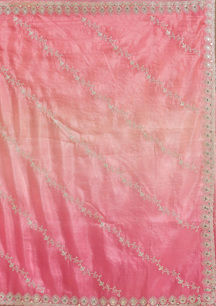 Gajari Pink Gotapatti Crepe Saree-Koskii