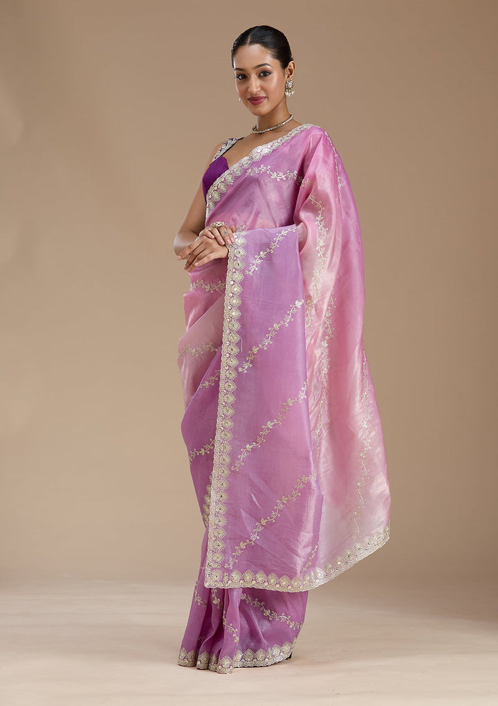 Lavender Gotapatti Crepe Saree-Koskii