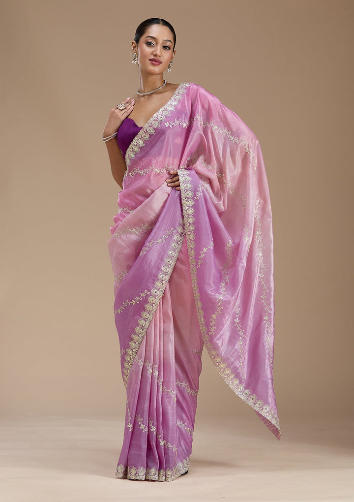 Lavender Gotapatti Crepe Saree-Koskii