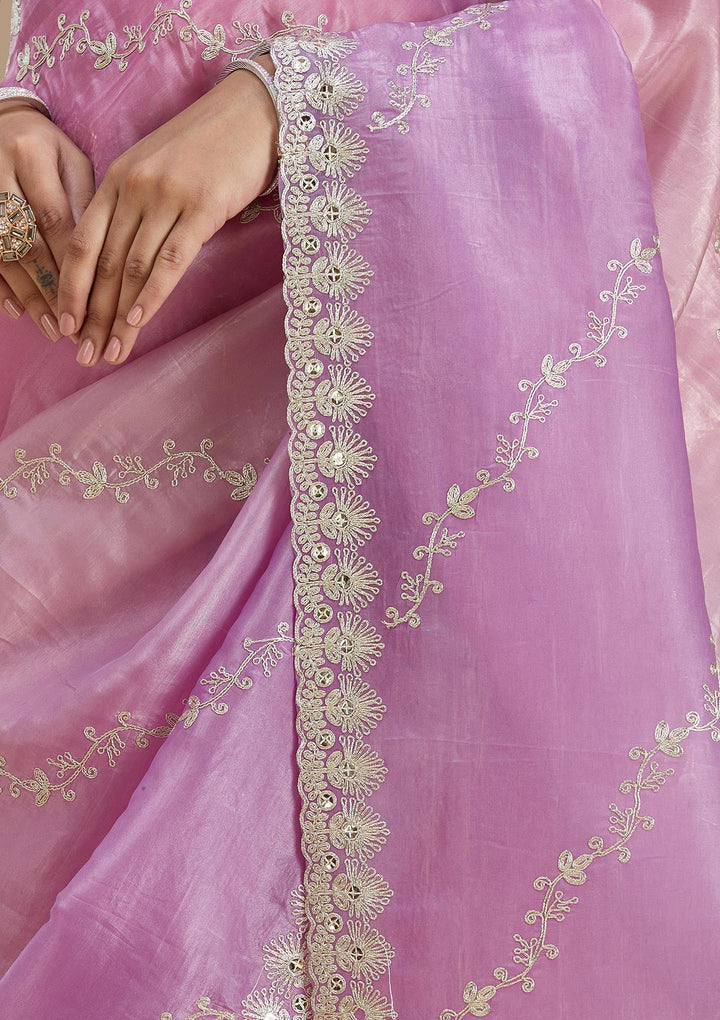 Lavender Gotapatti Crepe Saree-Koskii